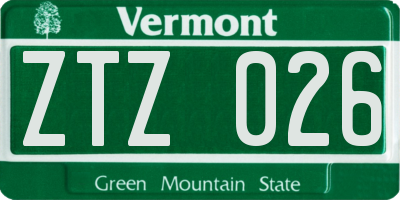 VT license plate ZTZ026