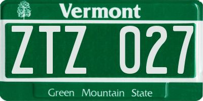 VT license plate ZTZ027