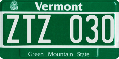 VT license plate ZTZ030