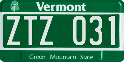 VT license plate ZTZ031