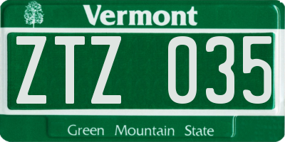 VT license plate ZTZ035