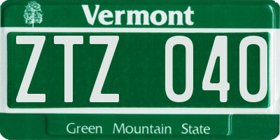 VT license plate ZTZ040