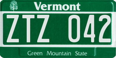 VT license plate ZTZ042