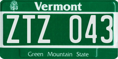 VT license plate ZTZ043