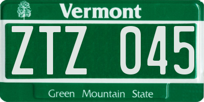 VT license plate ZTZ045