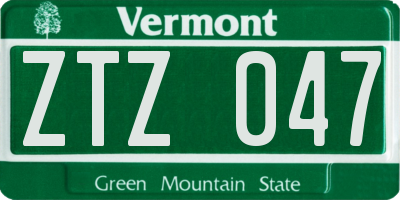 VT license plate ZTZ047