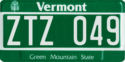 VT license plate ZTZ049
