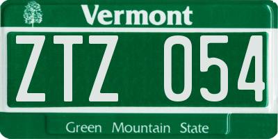 VT license plate ZTZ054