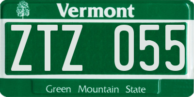VT license plate ZTZ055