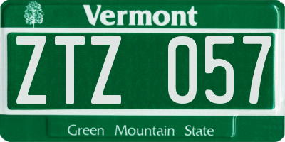 VT license plate ZTZ057