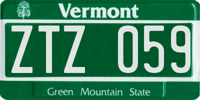 VT license plate ZTZ059