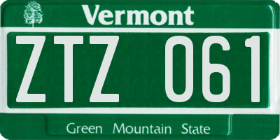 VT license plate ZTZ061