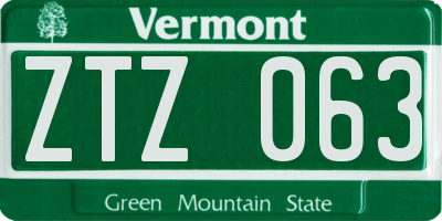 VT license plate ZTZ063