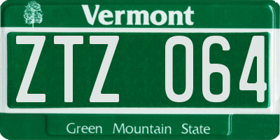 VT license plate ZTZ064
