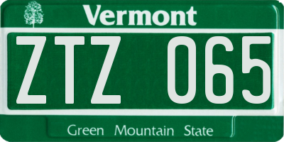 VT license plate ZTZ065