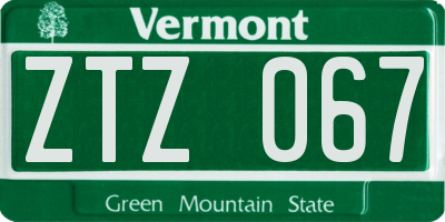 VT license plate ZTZ067