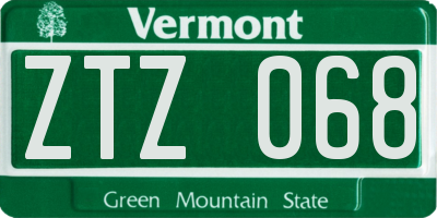 VT license plate ZTZ068