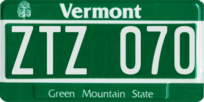 VT license plate ZTZ070