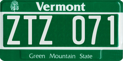 VT license plate ZTZ071