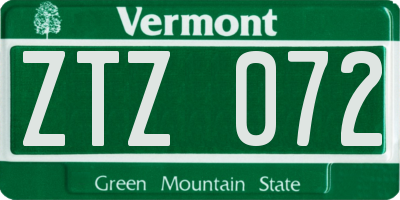 VT license plate ZTZ072