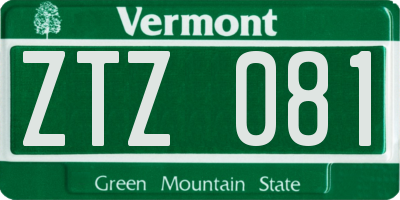 VT license plate ZTZ081