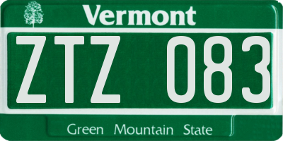 VT license plate ZTZ083