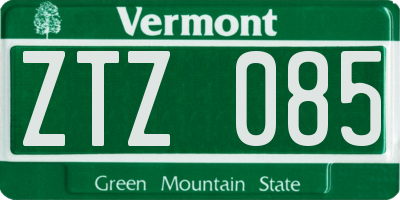 VT license plate ZTZ085