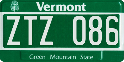 VT license plate ZTZ086