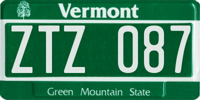 VT license plate ZTZ087