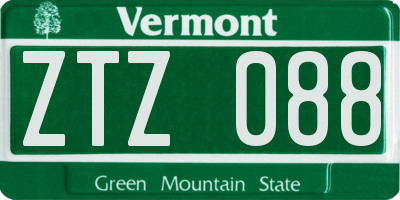 VT license plate ZTZ088
