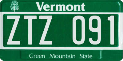 VT license plate ZTZ091