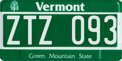 VT license plate ZTZ093