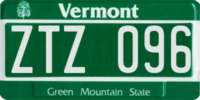 VT license plate ZTZ096
