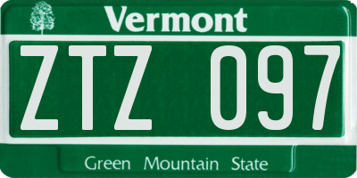 VT license plate ZTZ097