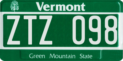 VT license plate ZTZ098