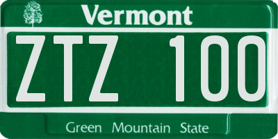 VT license plate ZTZ100
