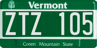 VT license plate ZTZ105