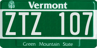 VT license plate ZTZ107