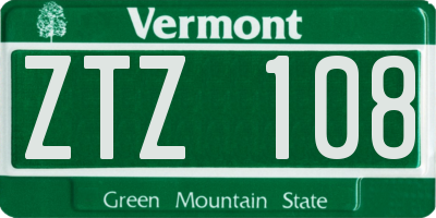 VT license plate ZTZ108
