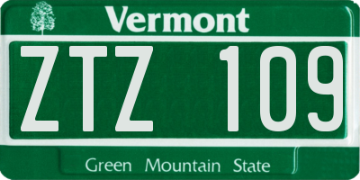 VT license plate ZTZ109