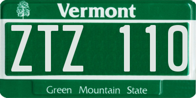 VT license plate ZTZ110