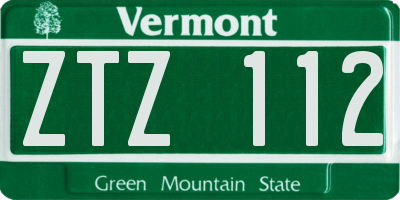 VT license plate ZTZ112