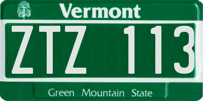 VT license plate ZTZ113