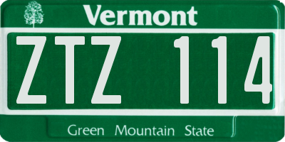 VT license plate ZTZ114