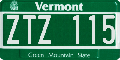 VT license plate ZTZ115