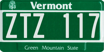 VT license plate ZTZ117