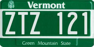 VT license plate ZTZ121