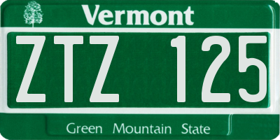 VT license plate ZTZ125
