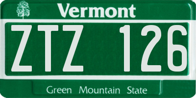 VT license plate ZTZ126