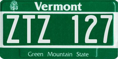 VT license plate ZTZ127